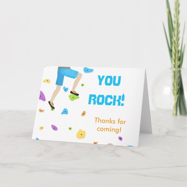 Colorful Rock Climbing  Thank You Card (Front)