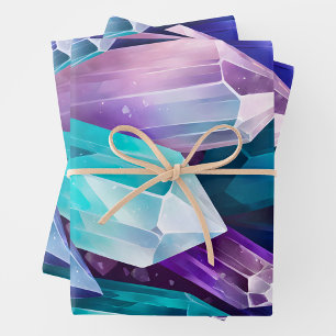 Colorful Rock Crystal Art Wrapping Paper Sheets
