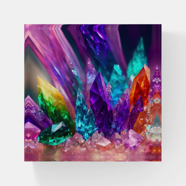 Colorful Rock Minerals Crystal Paperweight (Front)