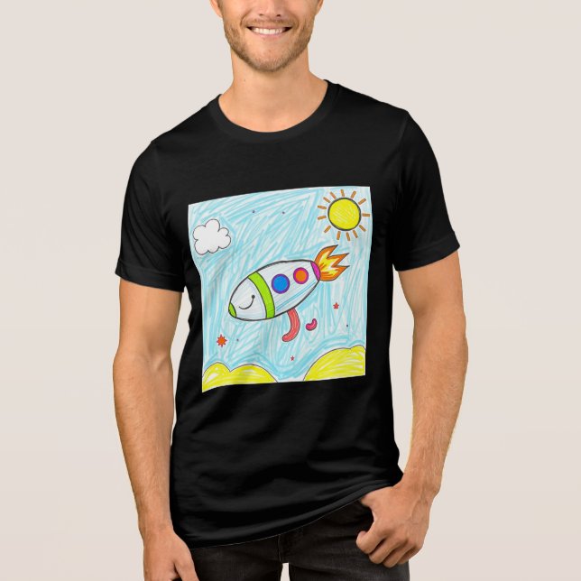 Colorful Rocket Doodle Fun Space Art   Tri-Blend Shirt (Front)