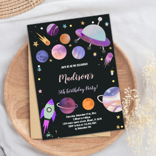 Colorful Rocket & Galaxy Theme for Kids Invitation