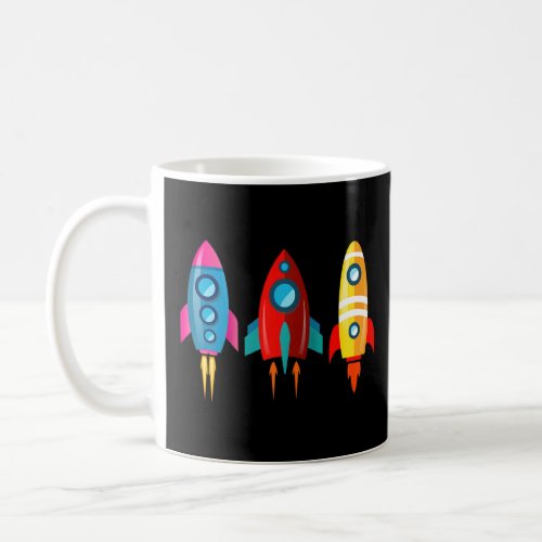 Colorful Rocket Ships Astronaut Raglan  Coffee Mug