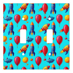 Colorful Rockets, Balloons, Stars, and Submarines Light Switch Cover