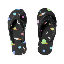 Colorful Rockets Planets Moons Stars Outer Space Kid's Flip Flops Colorful Rockets Planets Moons Stars Outer Space Kid's Flip Flops