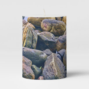 Colorful rocks    pillar candle