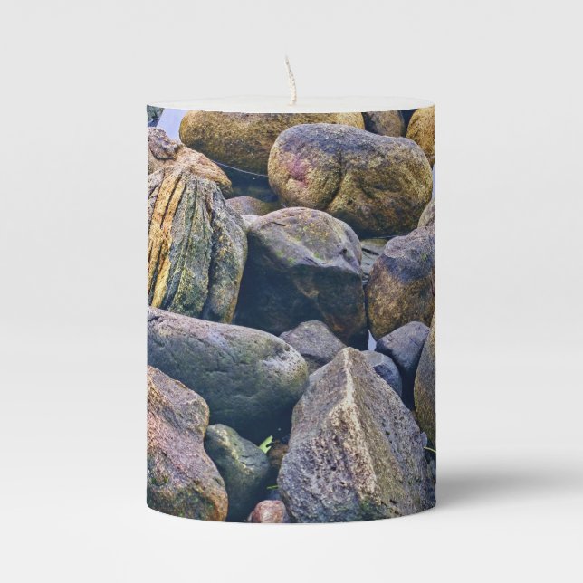 Colorful rocks    pillar candle (Front)