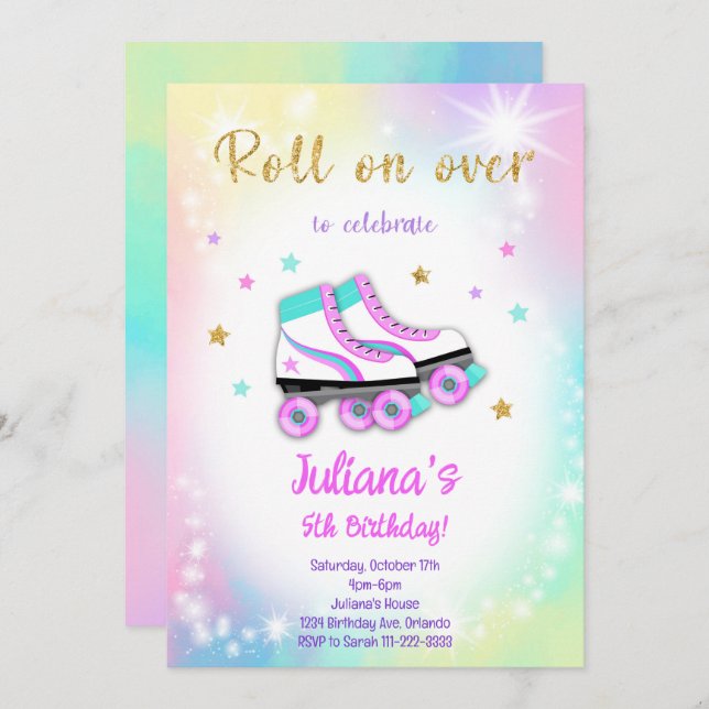 Colorful Roller Skate Birthday Invitation (Front/Back)