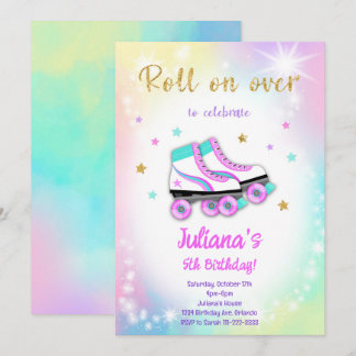 Colorful Roller Skate Birthday Invitation