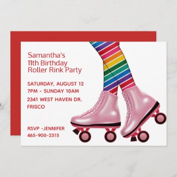 Colorful Roller Skating Birthday Party Invitation by Hannahscloset at Zazzle
