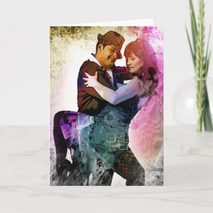 Colorful Romantic Couple Tango Dancers In Love Card