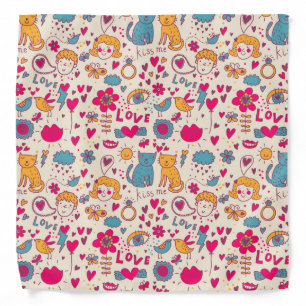 Colorful romantic pattern bandana