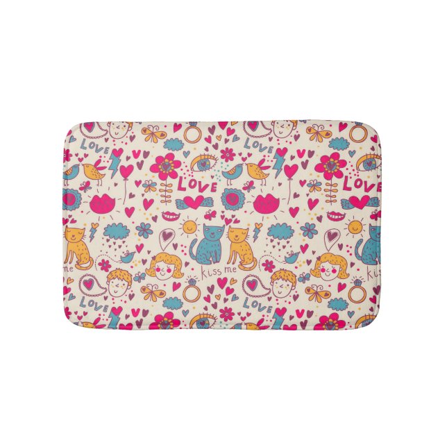 Colorful romantic pattern bathroom mat (Front)