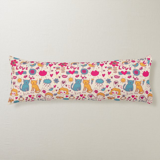 Colorful romantic pattern body pillow (Front)
