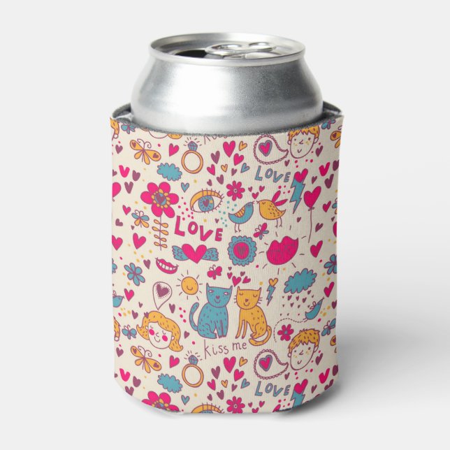 Colorful romantic pattern can cooler (Can Front)