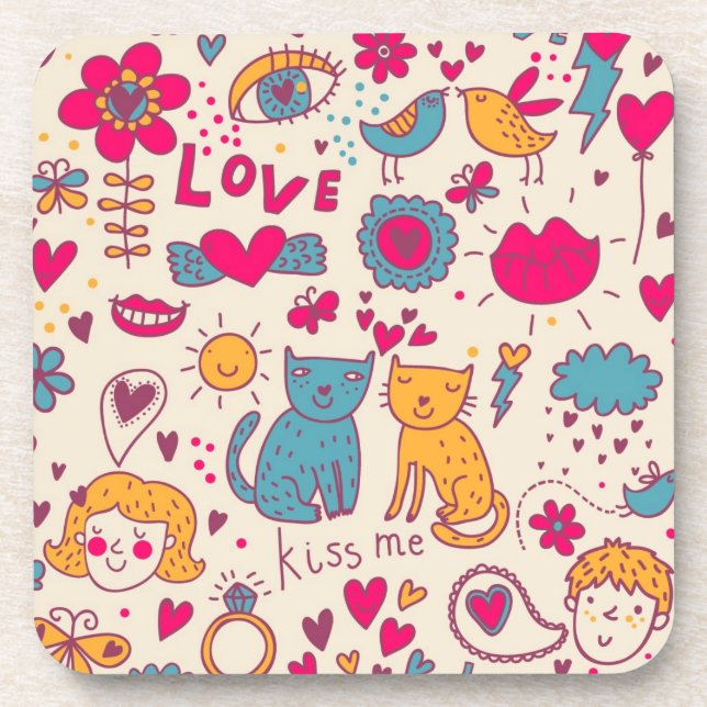 Colorful romantic pattern coaster (Front)