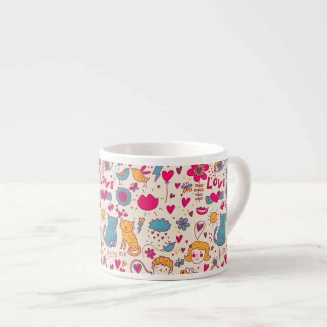 Colorful romantic pattern espresso cup (Front Right)