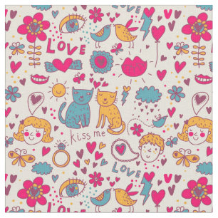Colorful romantic pattern fabric