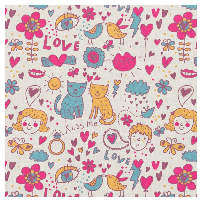 Colorful romantic pattern fabric (Close Up)