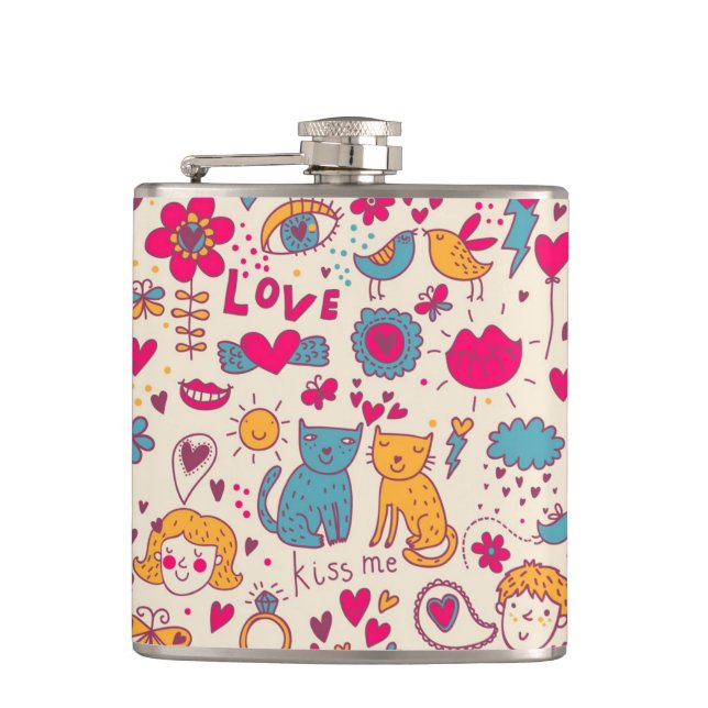 Colorful romantic pattern flask (Front)