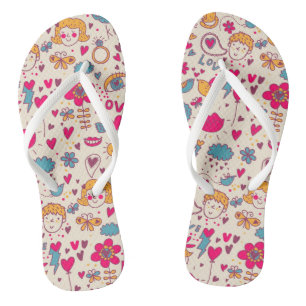 Colorful romantic pattern flip flops