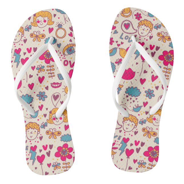 Colorful romantic pattern flip flops (Footbed)