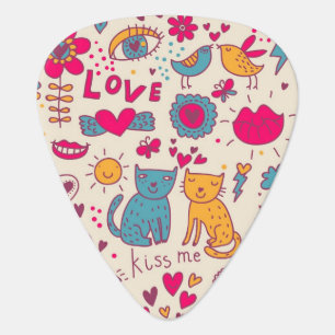 Colorful romantic pattern guitar pick