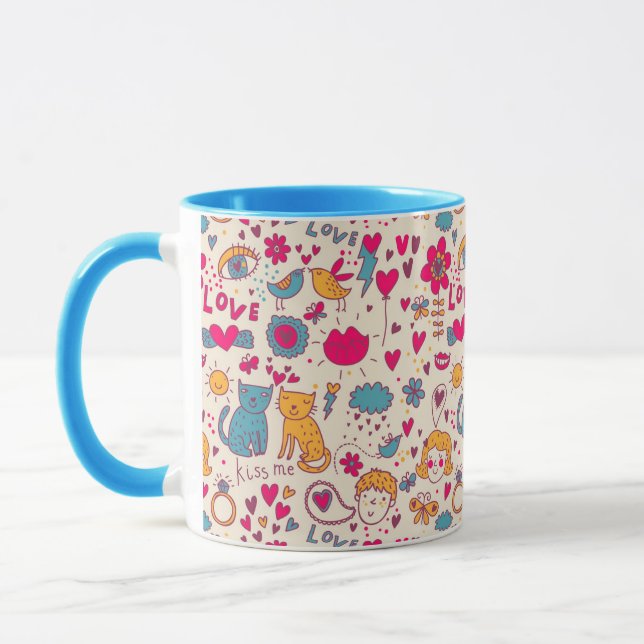 Colorful romantic pattern mug (Left)