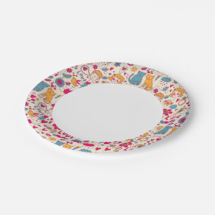 Colorful romantic pattern paper plates