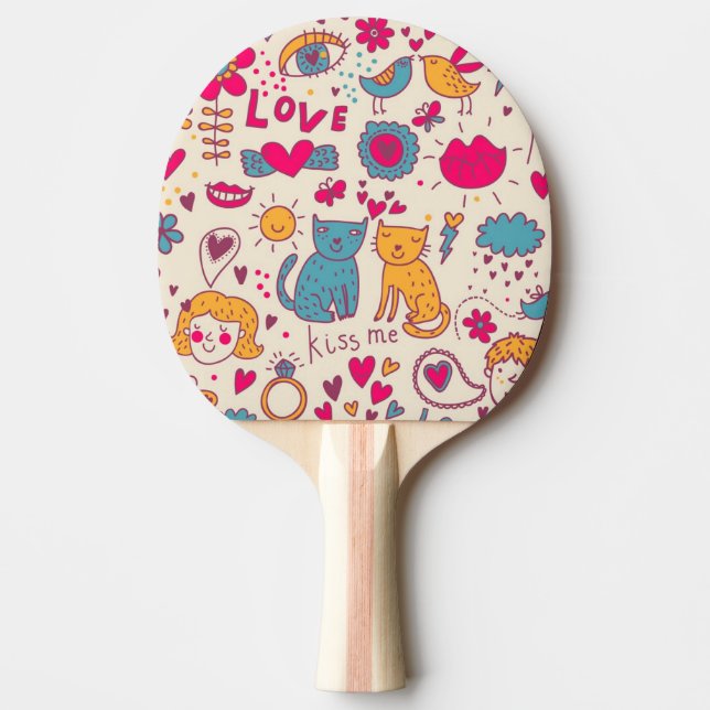 Colorful romantic pattern ping pong paddle (Front)