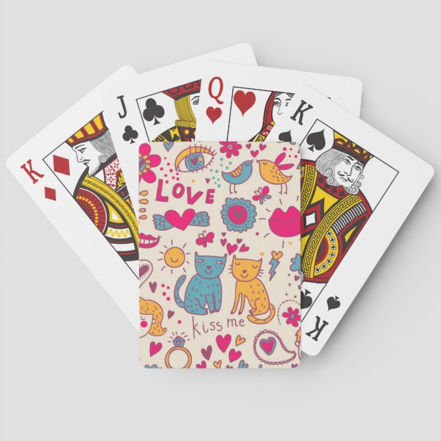 Colorful romantic pattern poker cards (Back)
