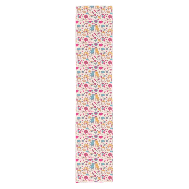 Colorful romantic pattern short table runner (Front)