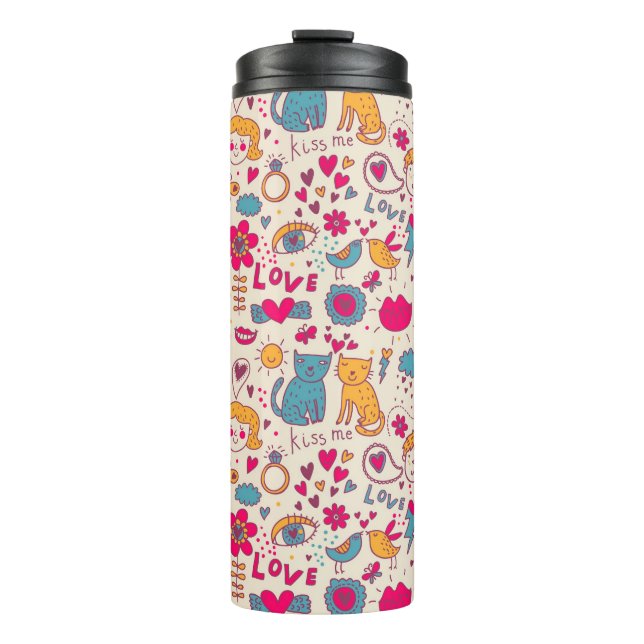 Colorful romantic pattern thermal tumbler (Front)