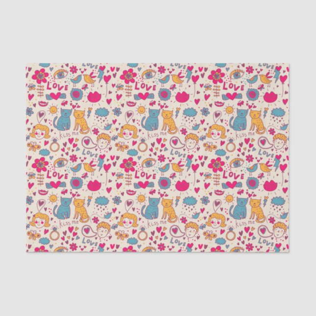 Colorful romantic pattern tissue paper (Front)