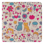 Colorful romantic pattern trivet