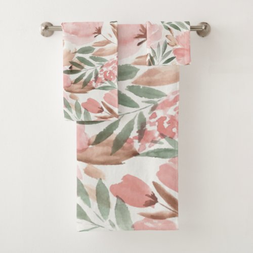 ColorfulRomantic Watercolor Floral Pattern Bath Towel Set