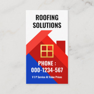 Colorful Rooftop Building Roofers Business Card