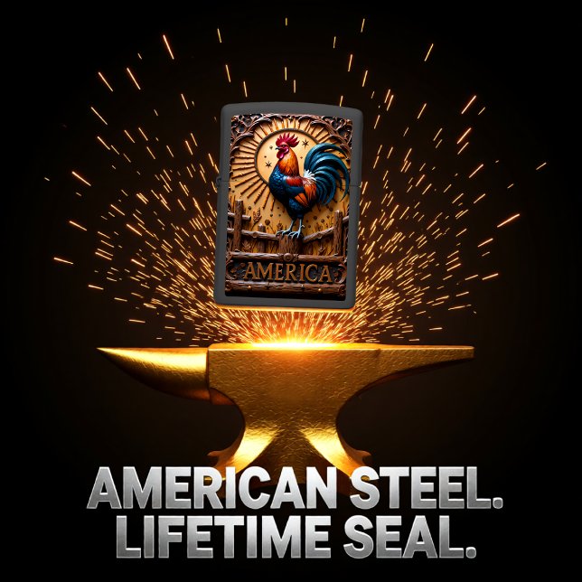 Colorful Rooster America Starburst Relief Zippo Lighter (Creator Uploaded)