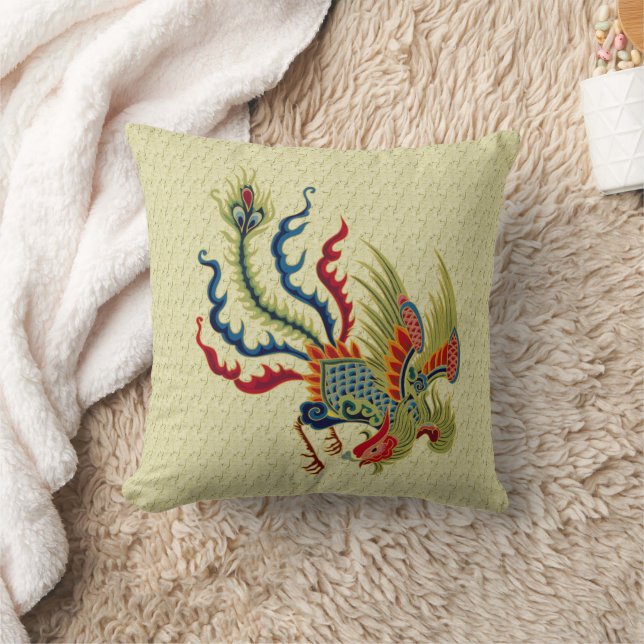 Colorful Rooster Art Throw Pillow (Blanket)