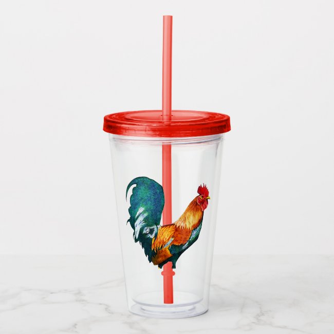 Colorful Rooster Bird Animal Acrylic Tumbler