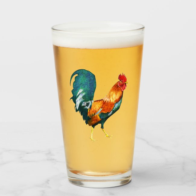 Colorful Rooster Bird Animal Glass Tumbler