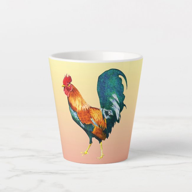 Colorful Rooster Bird Animal Latte Mug
