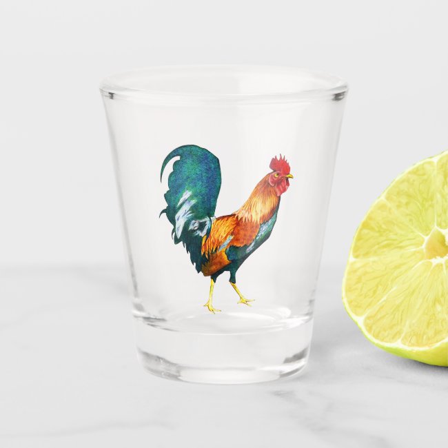 Colorful Rooster Bird Animal Shot Glass