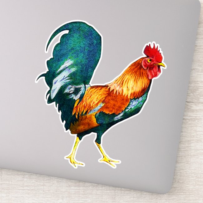 Colorful Rooster Bird Contour Sticker