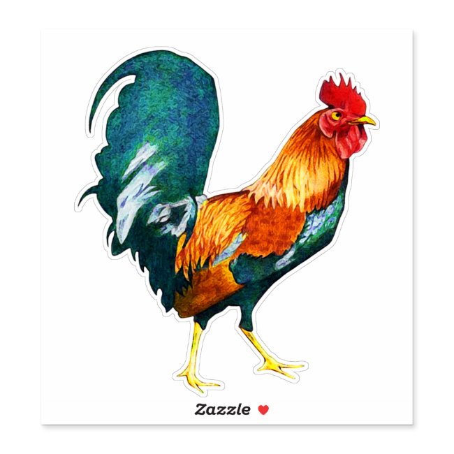 Colorful Rooster Bird Contour Sticker