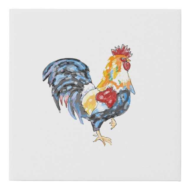 Colorful Rooster Canvas Wall Art (Front)