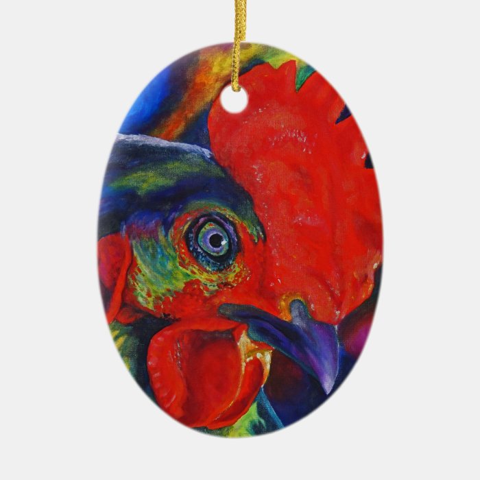 Colorful Rooster Christmas Ornaments