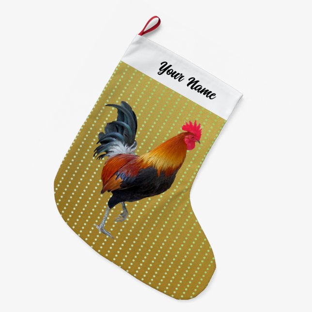 Colorful Rooster Christmas Stocking (Front (Hanging))