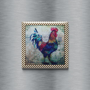 Colorful Rooster Country Ephemera Magnet