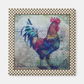 Colorful Rooster Country Ephemera Magnet