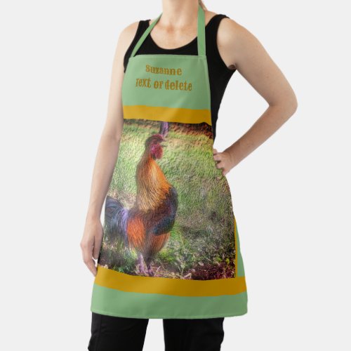 Colorful Rooster Crowing Country Personalized Apron